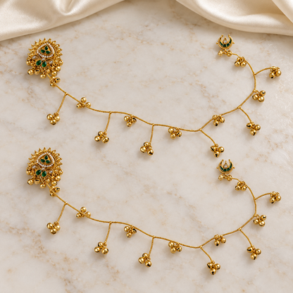 Seevee Fashion Gold Plated Kashmiri Earrings With Chain for Women