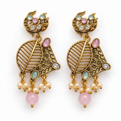 Seevee Fashion Gold Plated Kundan Stone Dangler Earrings