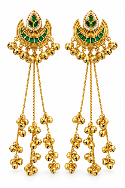 Seevee Fashion Gold Plated Pota Stone kashmiri Earrings for Women