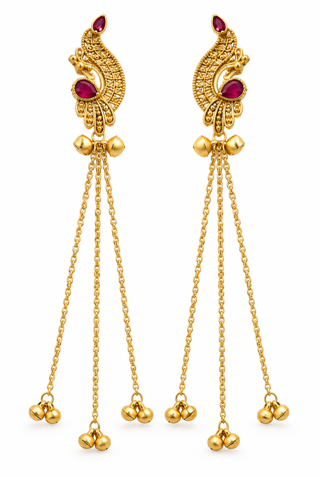 Seevee Fashion Gold Plated Pota Stone Peacock kashmiri Earrings for Women