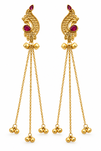 Seevee Fashion Gold Plated Pota Stone Peacock kashmiri Earrings for Women
