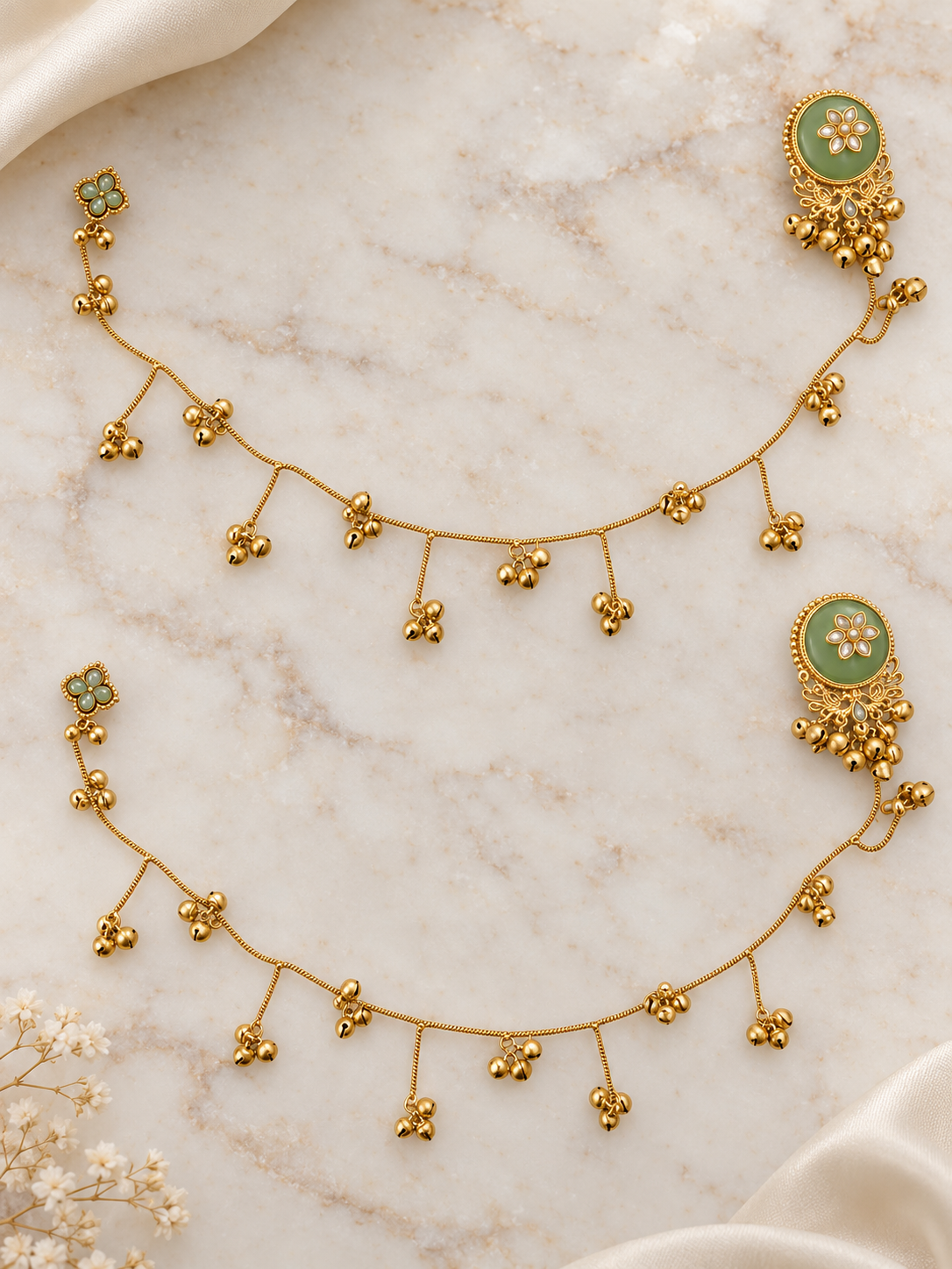 Seevee Fashion Gold Plated Kashmiri Earrings With Chain for Women