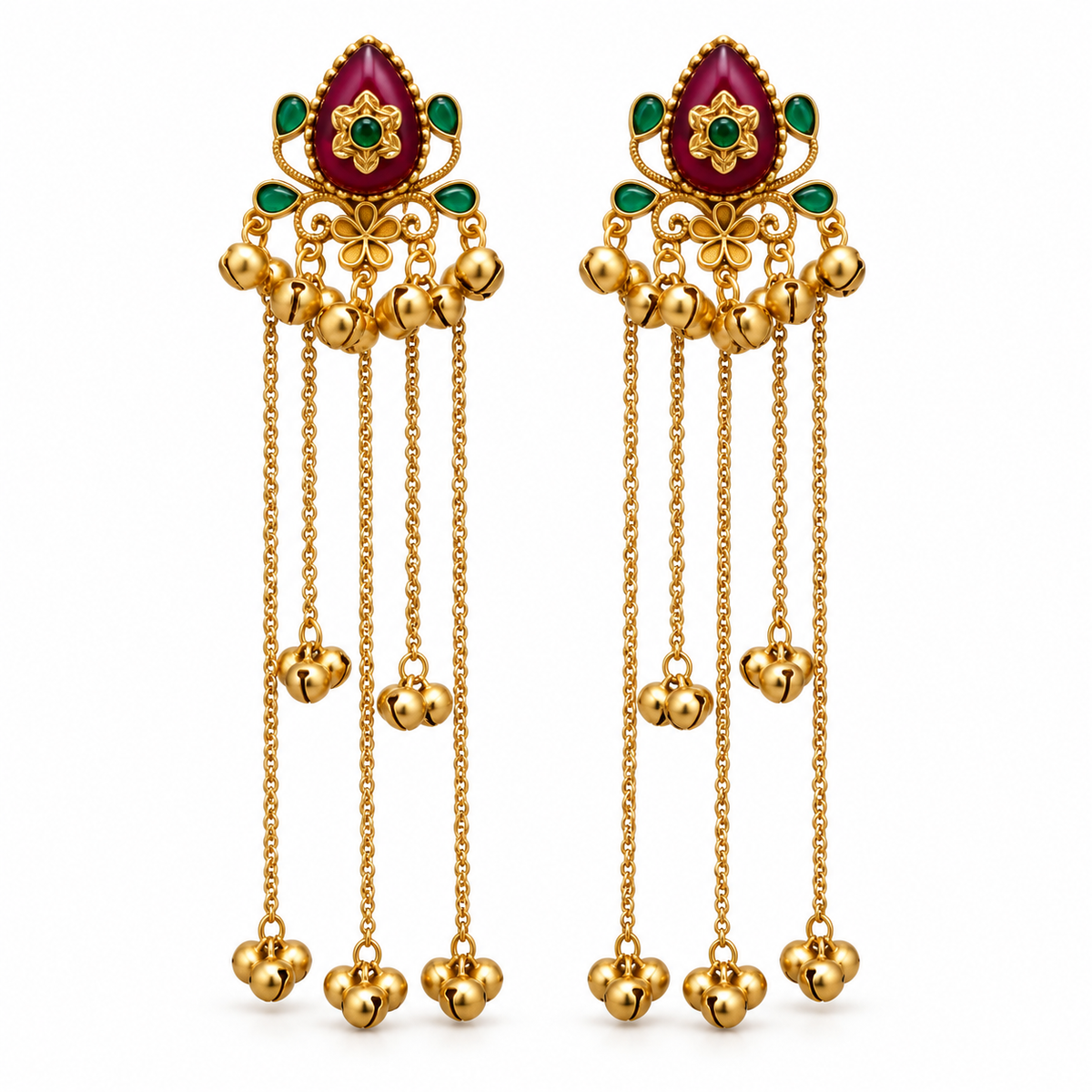 Seevee Fashion Gold Plated Pota Stone kashmiri Earrings for Women