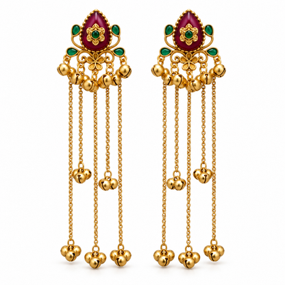 Seevee Fashion Gold Plated Pota Stone kashmiri Earrings for Women