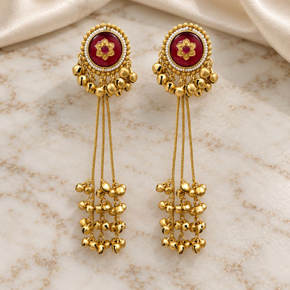 Seevee Fashion Gold Plated Pota Stone kashmiri Earrings for Women
