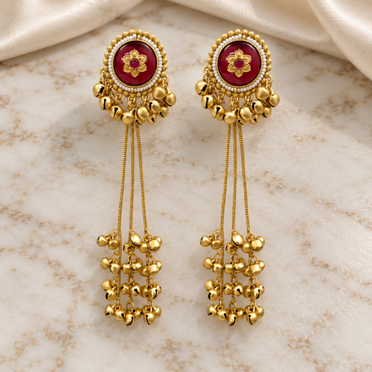 Seevee Fashion Gold Plated Pota Stone kashmiri Earrings for Women