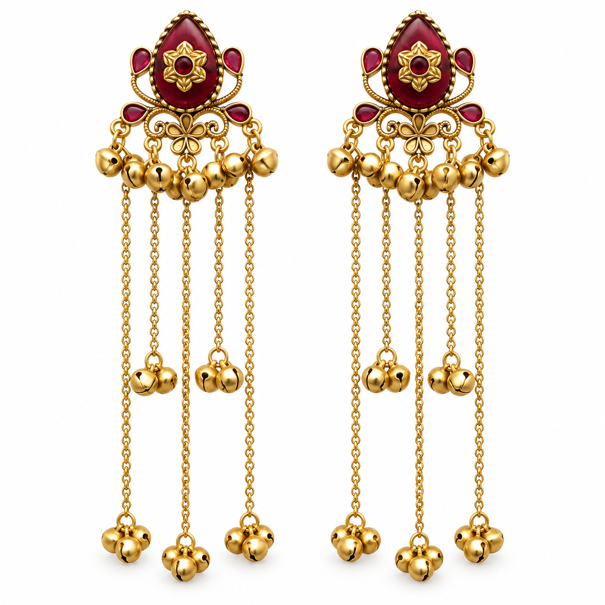 Seevee Fashion Gold Plated Pota Stone kashmiri Earrings for Women