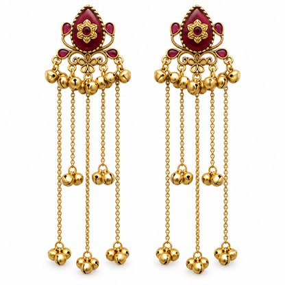 Seevee Fashion Gold Plated Pota Stone kashmiri Earrings for Women