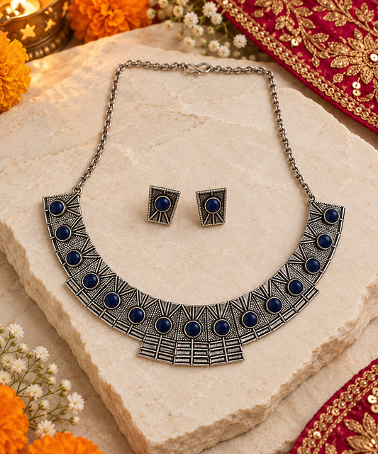 Seevee Fashion Oxidised Plated Choker Necklace