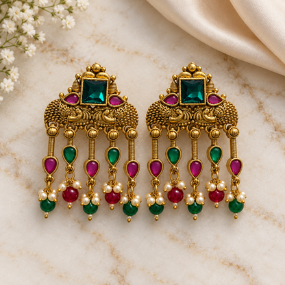 Seevee Fashion Gold Plated Kundan Stone Dangler Earrings for Women