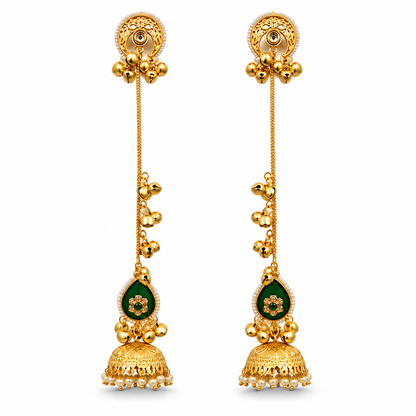 Seevee Fashion Gold Plated Pota Stone Traditional Ethnic Kashmiri Earrings