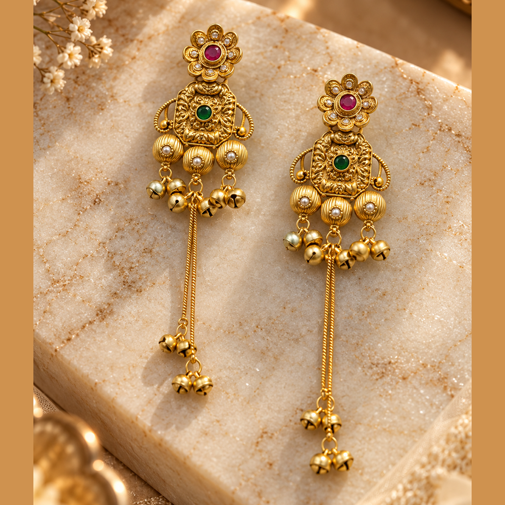 Seevee Fashion Gold Plated Austrian Stone kashmiri Earrings for Women