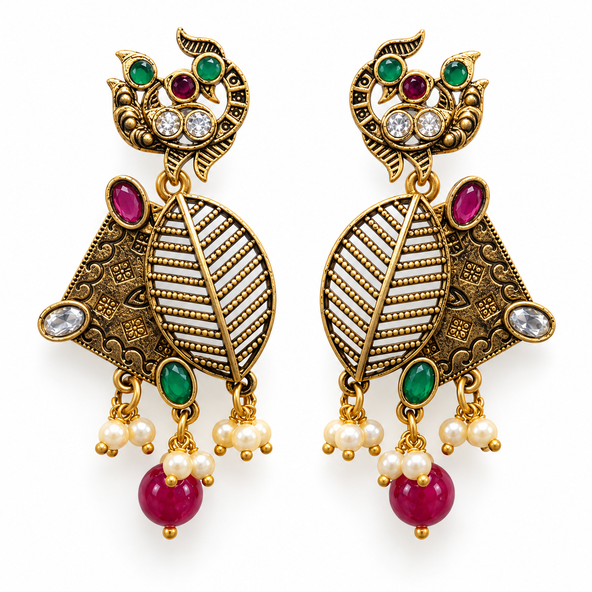 Seevee Fashion Gold Plated Kundan Stone Dangler Earrings