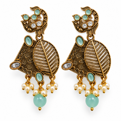 Seevee Fashion Gold Plated Kundan Stone Dangler Earrings