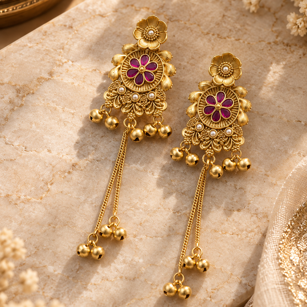Seevee Fashion Gold Plated Kundan kashmiri Earrings for Women