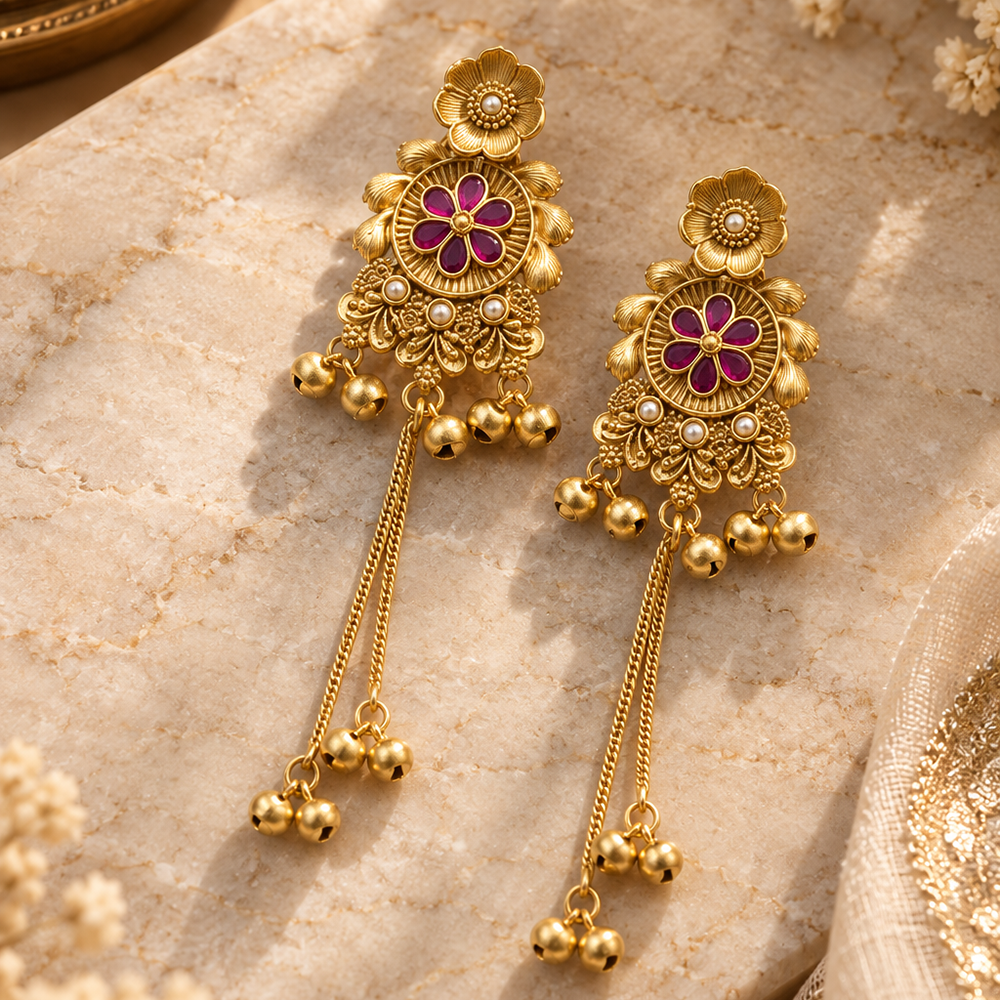 Seevee Fashion Gold Plated Kundan kashmiri Earrings for Women