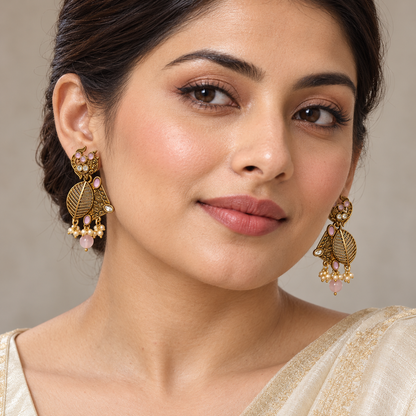 Seevee Fashion Gold Plated Kundan Stone Dangler Earrings