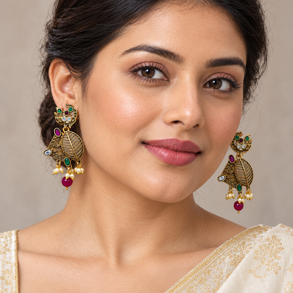 Seevee Fashion Gold Plated Kundan Stone Dangler Earrings
