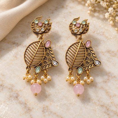 Seevee Fashion Gold Plated Kundan Stone Dangler Earrings