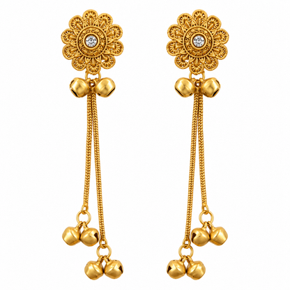 Seevee Fashion Gold Plated Pota Stone Ghungroo Kashmiri Earrings for Women