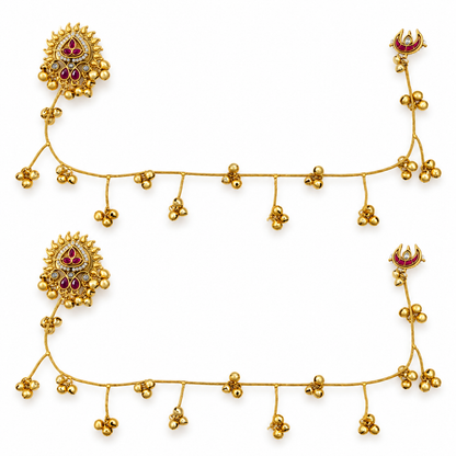 Seevee Fashion Gold Plated Kashmiri Earrings With Chain for Women