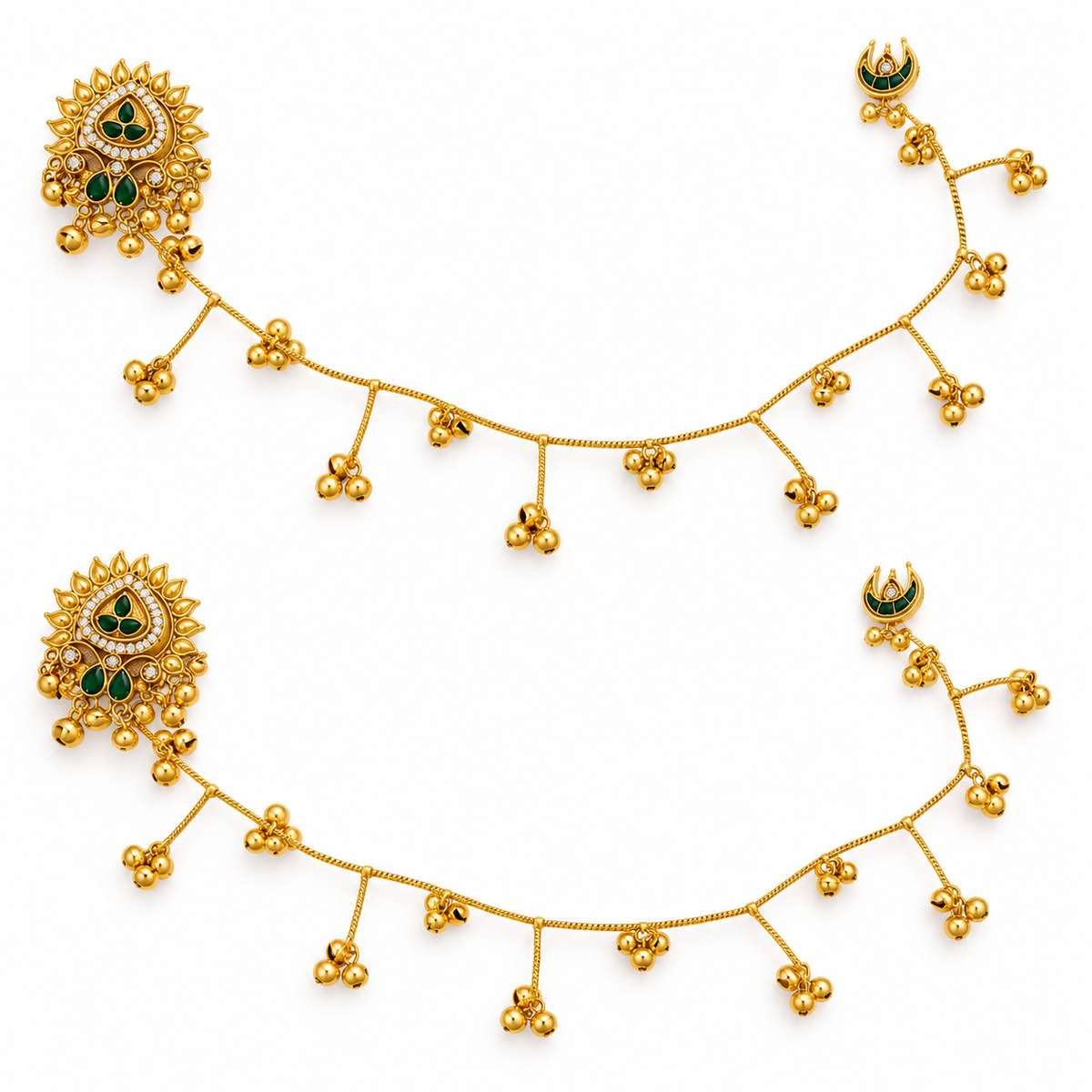 Seevee Fashion Gold Plated Kashmiri Earrings With Chain for Women