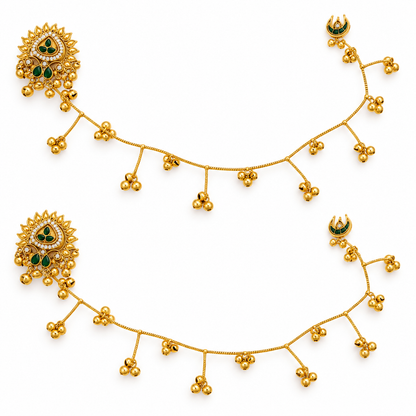 Seevee Fashion Gold Plated Kashmiri Earrings With Chain for Women
