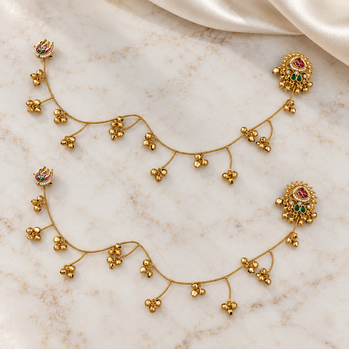 Seevee Fashion Gold Plated Kashmiri Earrings With Chain for Women