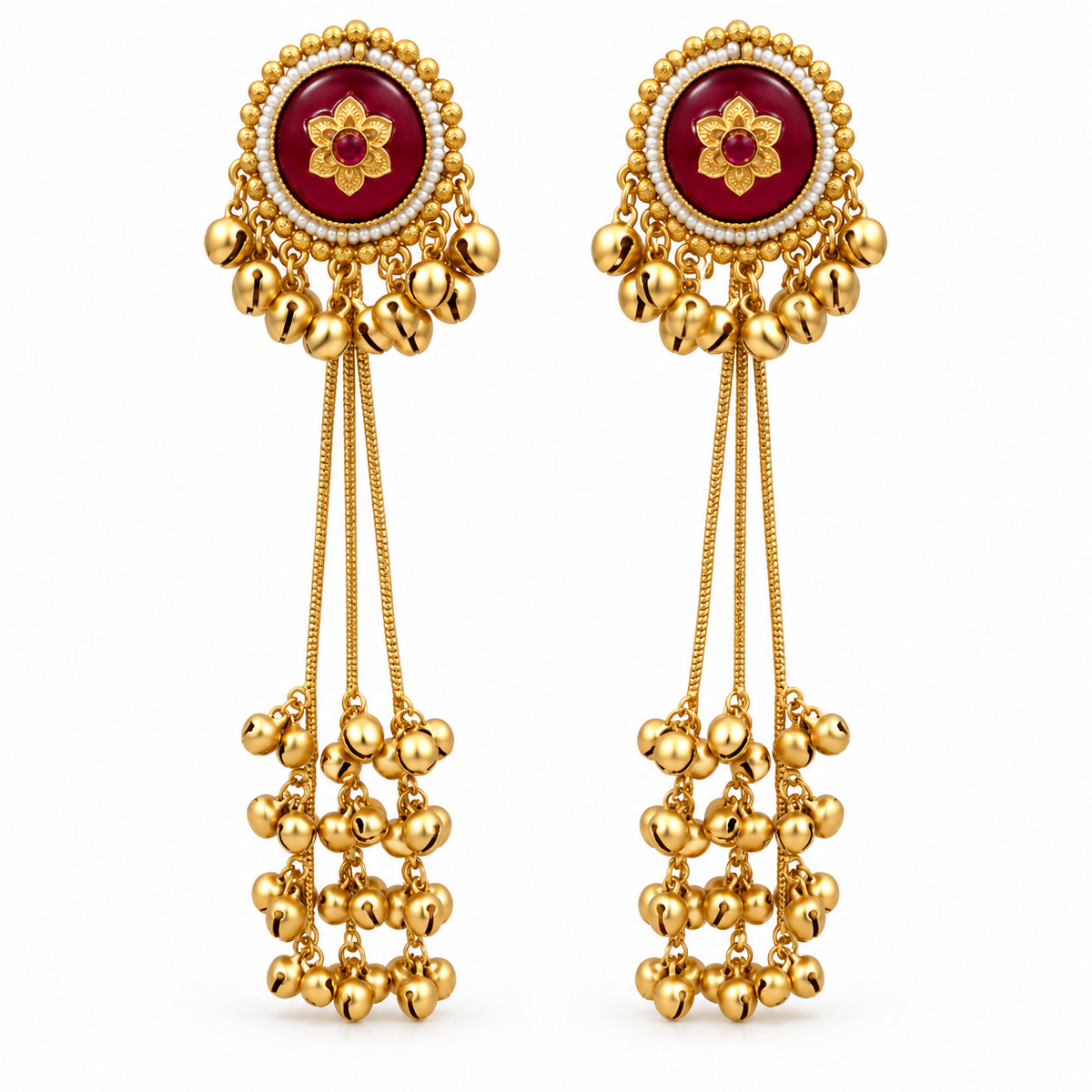 Seevee Fashion Gold Plated Pota Stone kashmiri Earrings for Women