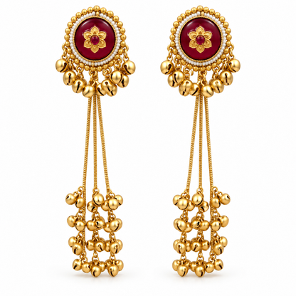 Seevee Fashion Gold Plated Pota Stone kashmiri Earrings for Women