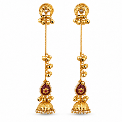 Seevee Fashion Gold Plated Pota Stone Traditional Ethnic Kashmiri Earrings