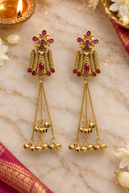 Seevee Fashion Gold Plated Pota Stone kashmiri Earrings for Women