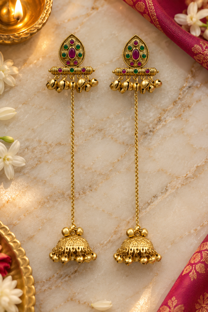 Seevee Fashion Gold Plated Pota Stone kashmiri Earrings for Women