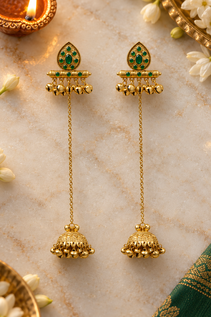 Seevee Fashion Gold Plated Pota Stone kashmiri Earrings for Women