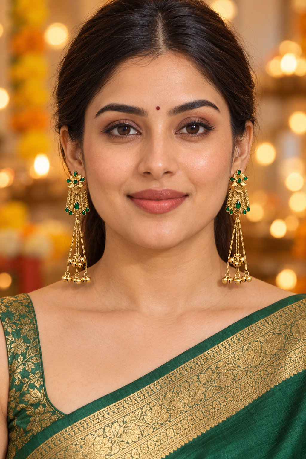 Seevee Fashion Gold Plated Pota Stone kashmiri Earrings for Women