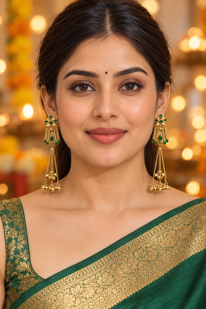 Seevee Fashion Gold Plated Pota Stone kashmiri Earrings for Women