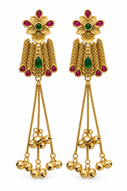Seevee Fashion Gold Plated Pota Stone kashmiri Earrings for Women