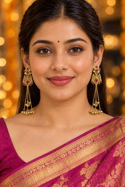 Seevee Fashion Gold Plated Pota Stone kashmiri Earrings for Women