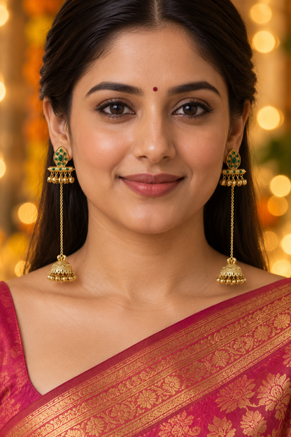 Seevee Fashion Gold Plated Pota Stone kashmiri Earrings for Women