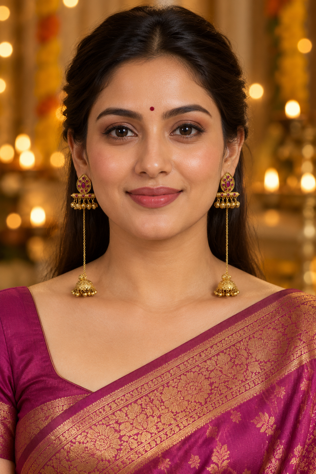 Seevee Fashion Gold Plated Pota Stone kashmiri Earrings for Women