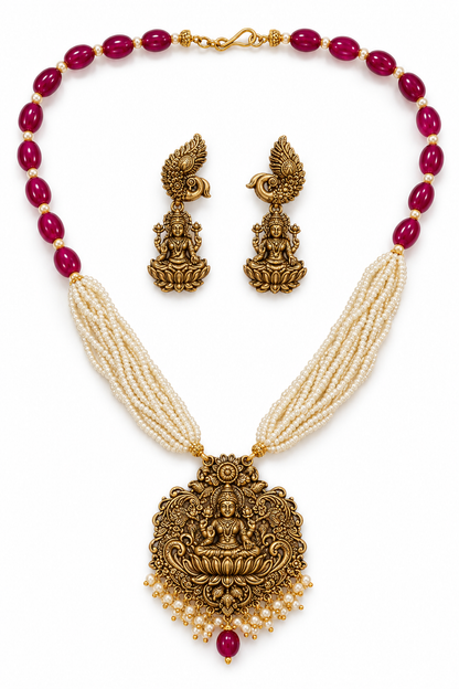 Seevee Fashion Gold Plated Temple Long Necklace Set