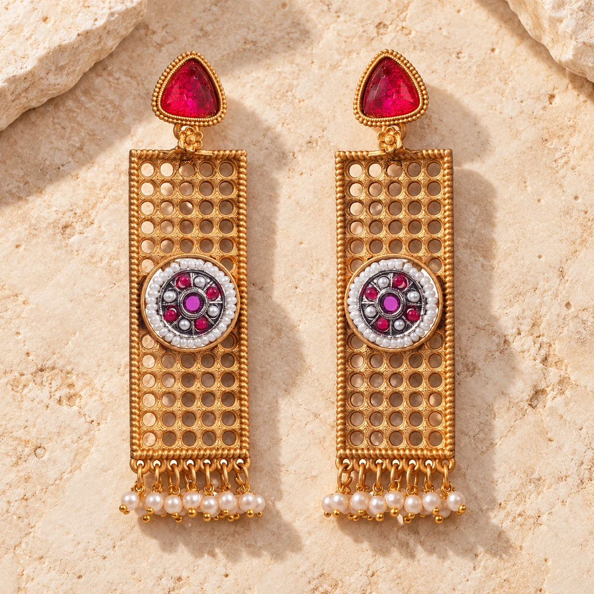 Seevee Fashion Gold Plated Pearl Dangler Earrings for Women