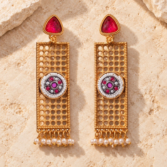 Seevee Fashion Gold Plated Pearl Dangler Earrings for Women