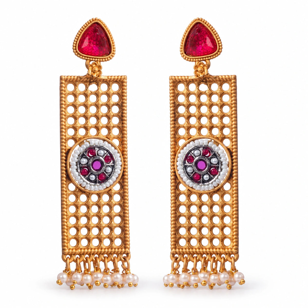 Seevee Fashion Gold Plated Pearl Dangler Earrings for Women