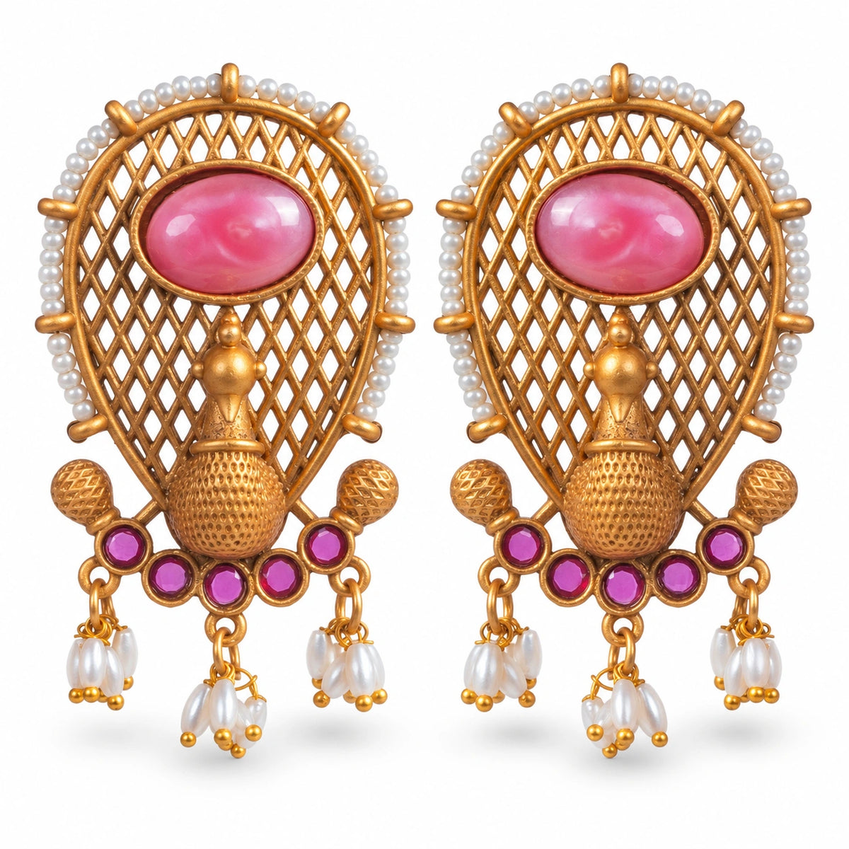 Seevee Fashion Gold Plated Kundan Stone Dangler Earrings for Women