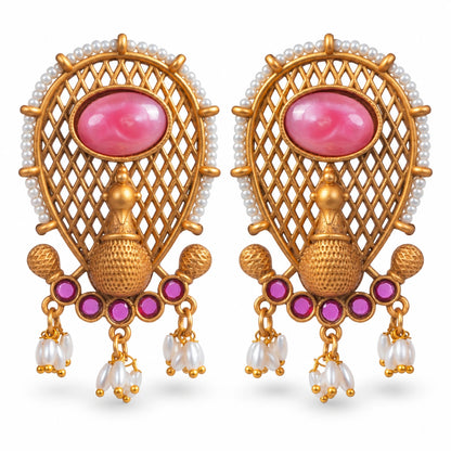 Seevee Fashion Gold Plated Kundan Stone Dangler Earrings for Women
