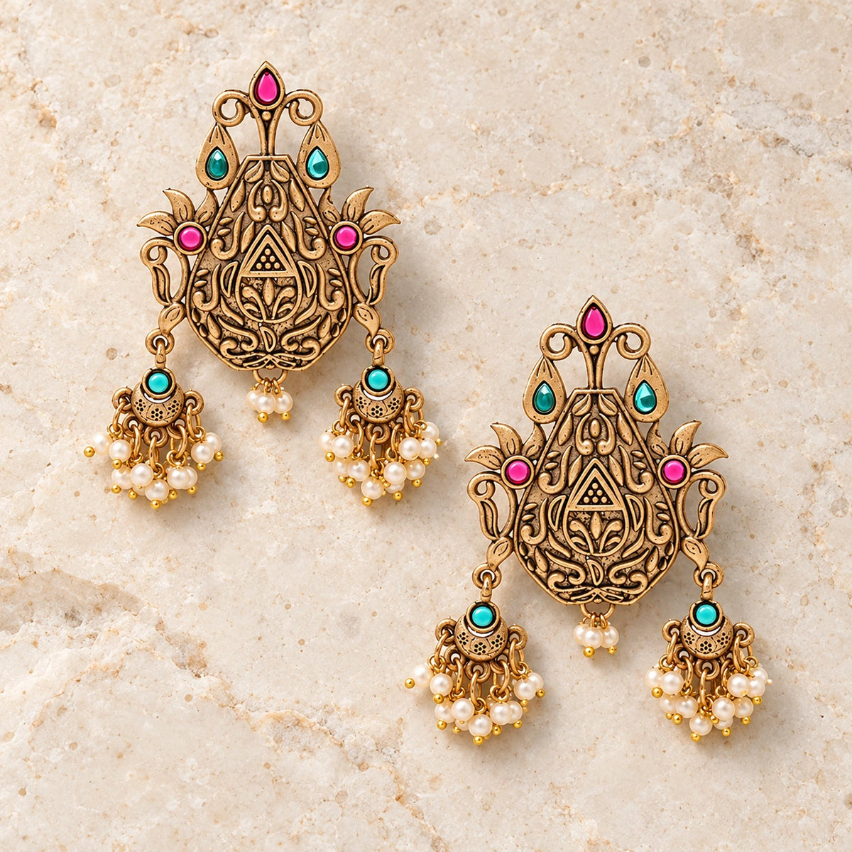 Seevee Fashion kundan Stone And Pearl Dangler Earrings for Women