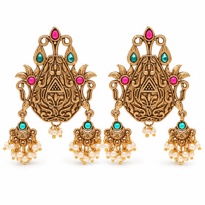 Seevee Fashion kundan Stone And Pearl Dangler Earrings for Women