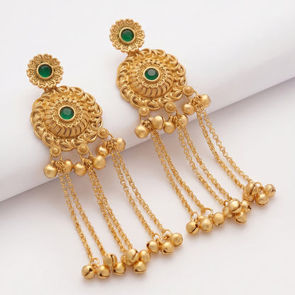 Seevee Fashion Gold Plated Pota Stone kashmiri Earrings for Women