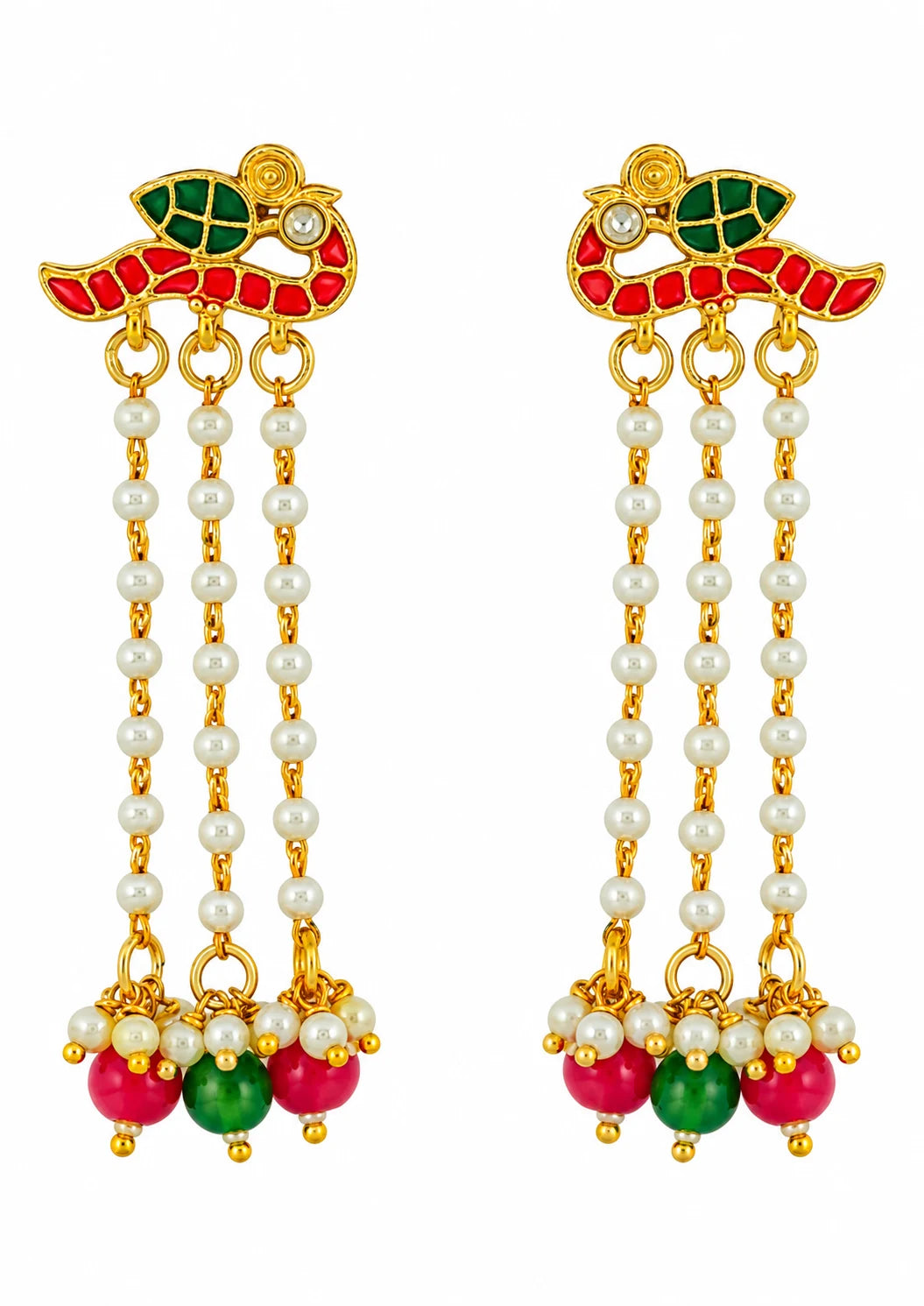 Seevee Fashion Gold Plated Long Tassel Peacock Dangler Earrings